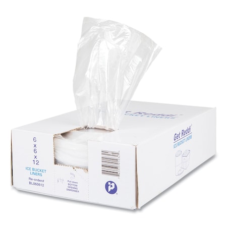 Integrated Bagging Systems Ice Bucket Liner Bags, 3 qt, 0.5 mil, 6" x 12", Clear, PK1000 BL060612